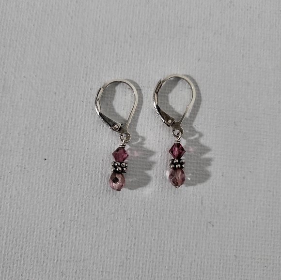 💮 Crystal Drop .925 Sterling Silver Earrings - Picture 6 of 9